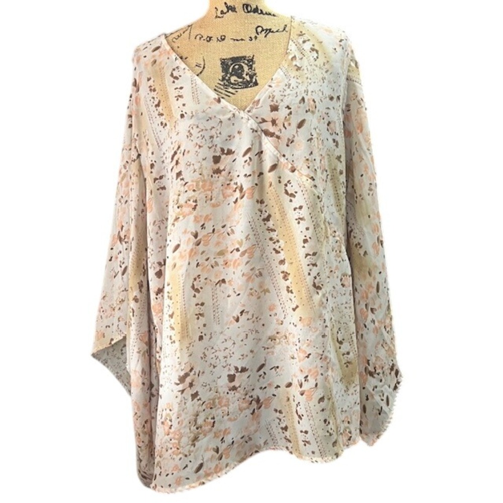 Caran New York Women's 2X‎ Floral Print Blouse Top